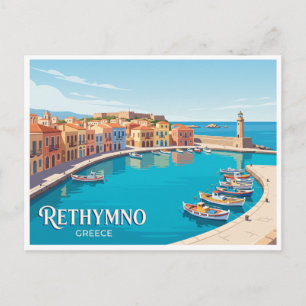 Rethymno Old Harbour Greece Postcard