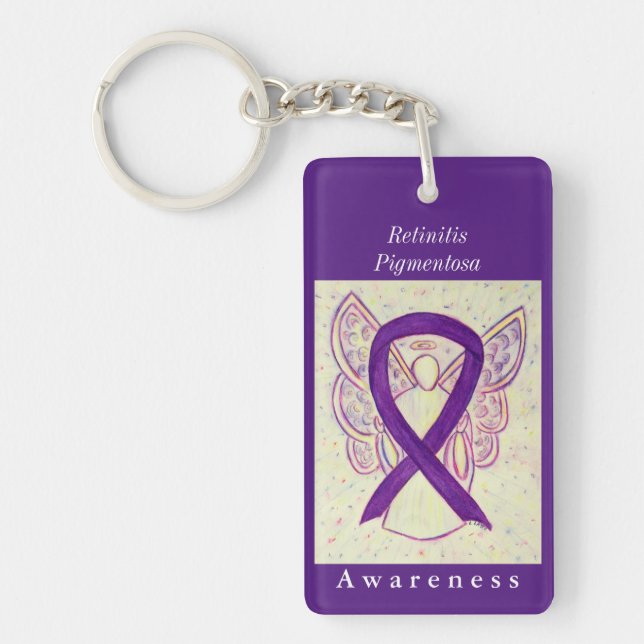 Retinitis Pigmentosa Awareness Ribbon Keychain (Front)
