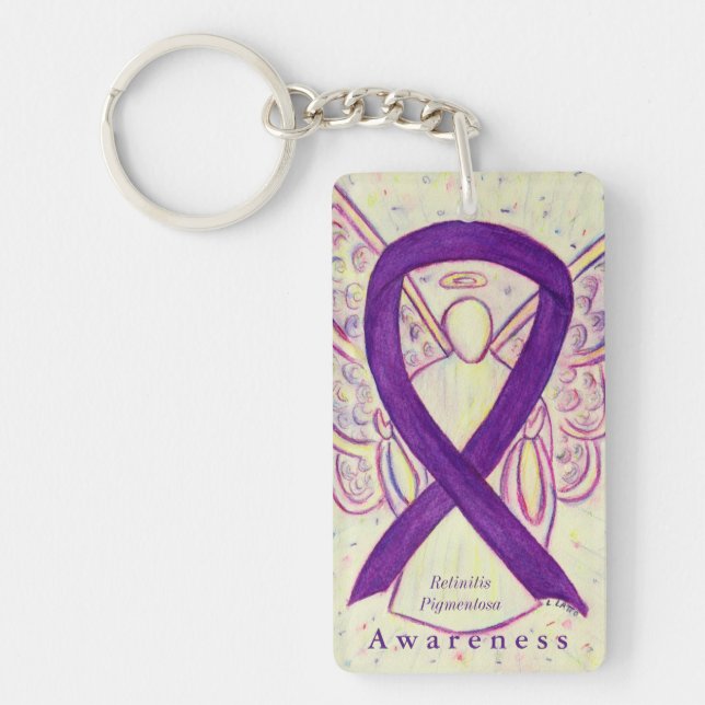 Retinitis Pigmentosa Awareness Ribbon Keychain (Front)
