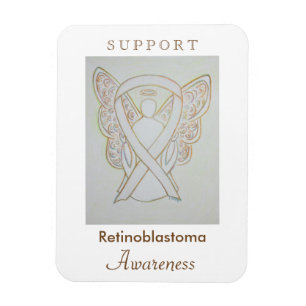 Retinoblastoma White Awareness Ribbon Angel Magnet