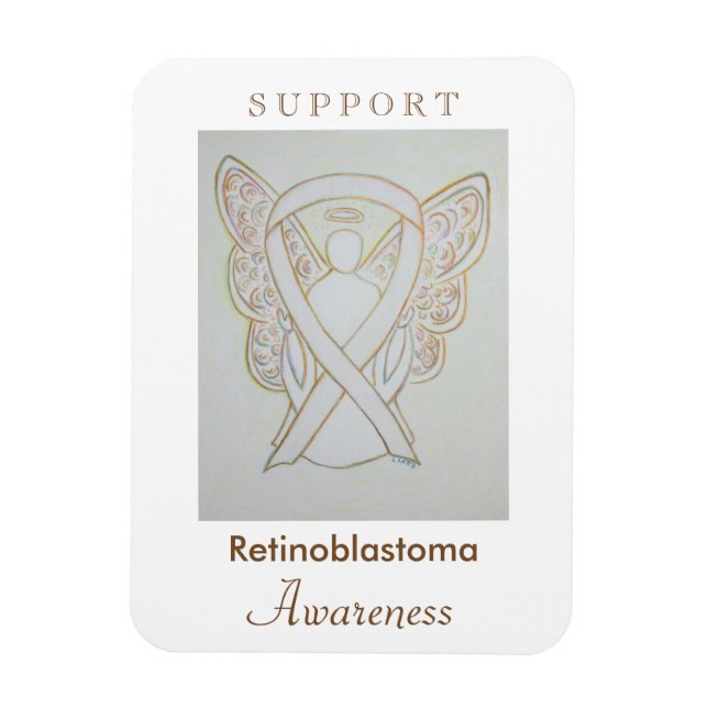 Retinoblastoma White Awareness Ribbon Angel Magnet (Vertical)