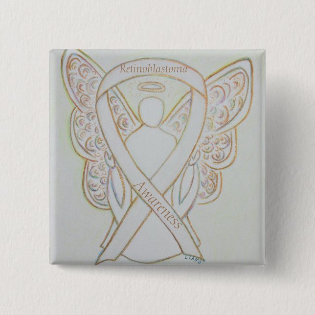 Retinoblastoma White Awareness Ribbon Angel Pin (Front)