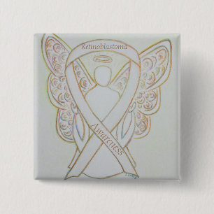 Retinoblastoma White Awareness Ribbon Angel Pin