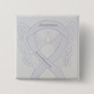 Retinoblastoma White Awareness Ribbon Angel Pin