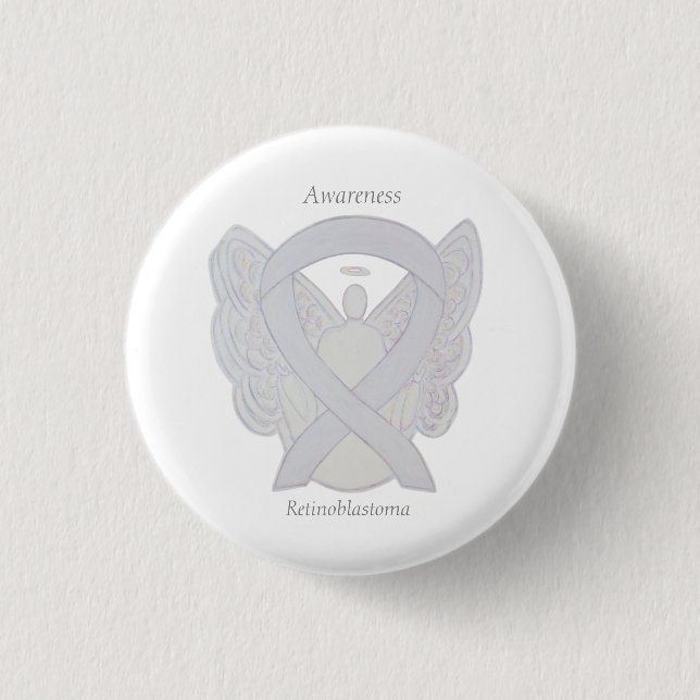 Retinoblastoma White Awareness Ribbon Angel Pin (Front)