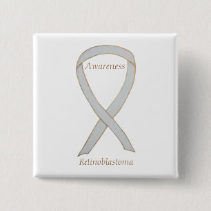 Retinoblastoma White Awareness Ribbon Custom Pin