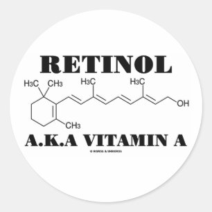 Retinol A.K.A. Vitamin A (Retinol Molecule) Classic Round Sticker