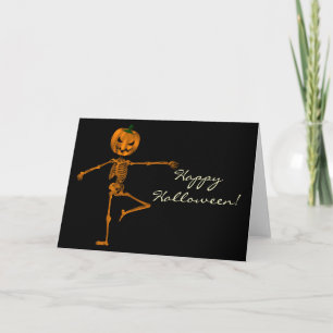 Retire Ballet Position Halloween Skeleton Card
