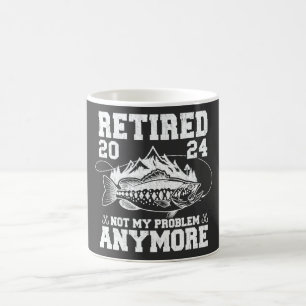 Retired 2024 Not My Problem Anymore Funny Fishing  Coffee Mug
