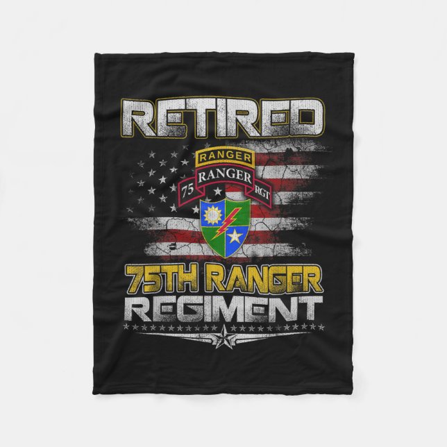 Retired 75th Ranger Regiment Veteran Patriotic Dad Fleece Blanket (Front)
