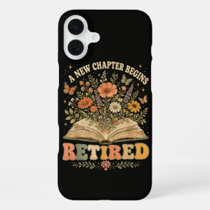 Retired A New Chapter Begins Retro Floral Book iPhone 16 Plus Case