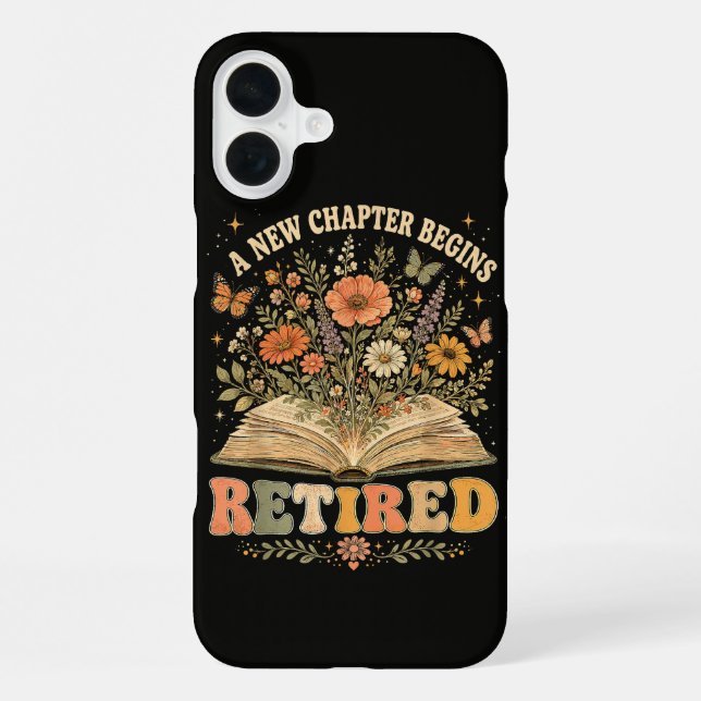 Retired A New Chapter Begins Retro Floral Book iPhone Case (Back)