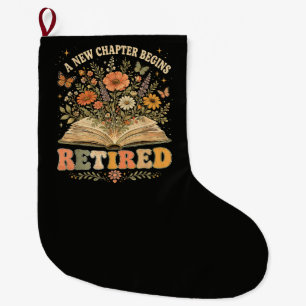 Retired A New Chapter Begins Retro Floral Book Large Christmas Stocking