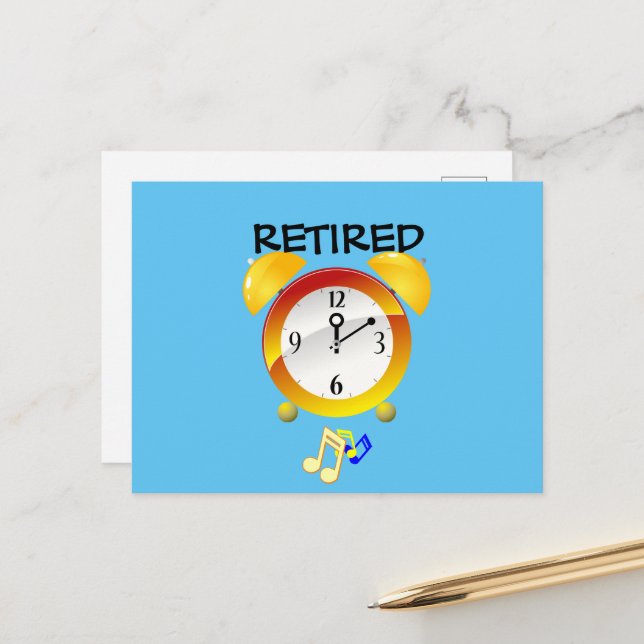 Retired, Alarm Clock, Postcard (Front/Back In Situ)