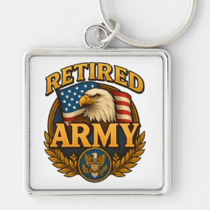 Retired ARMY Design with flag & eagle Key Ring