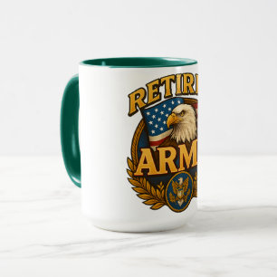 Retired ARMY Design with flag & eagle Mug