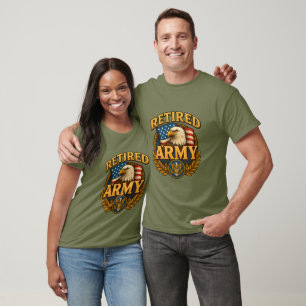 Retired ARMY Design with flag & eagle T-Shirt