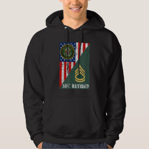 Retired Army Sergeant First Class Half Rank & Flag Hoodie