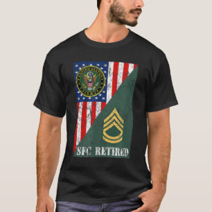 Retired Army Sergeant First Class Half Rank & Flag T-Shirt