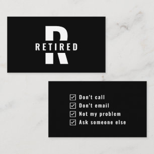 Retired Ask Someone Else Funny Retirement Monogram Business Card