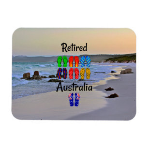 Retired--Australia, colourful flip-flops, Magnet