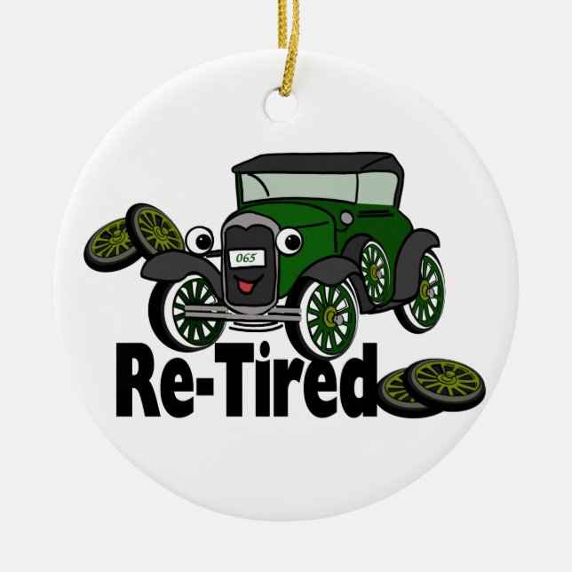 ReTired Automobile Ceramic Tree Decoration (Front)