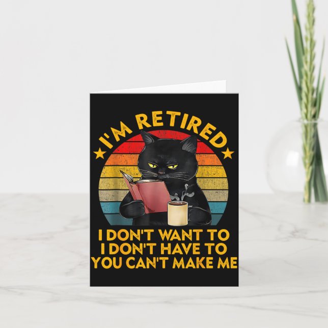Retired Black Cat Coffee Funny Retirement 2026 Wom Card (Front)