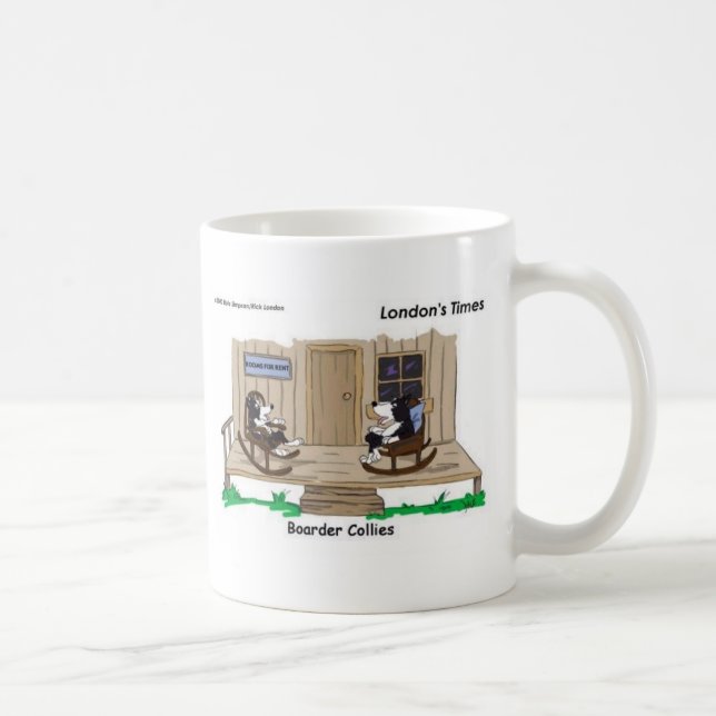 Retired Border Collies Funny Offbeat Cartoon Gifts Coffee Mug (Right)