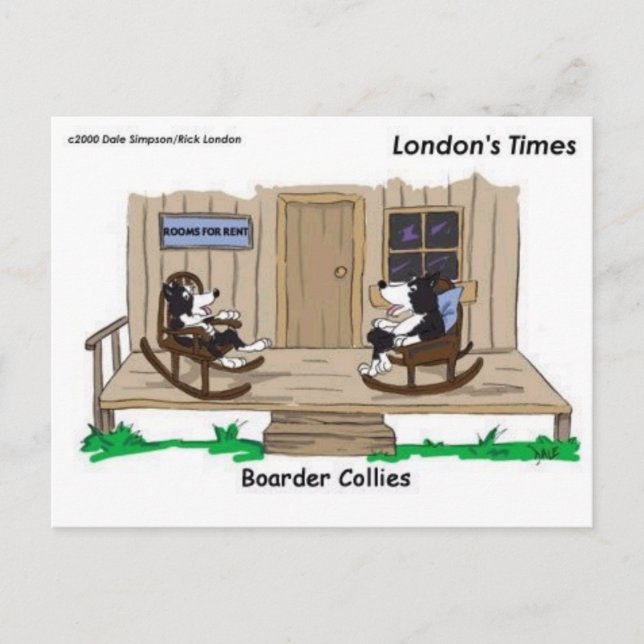 Retired Border Collies Funny Offbeat Cartoon Gifts Postcard (Front)