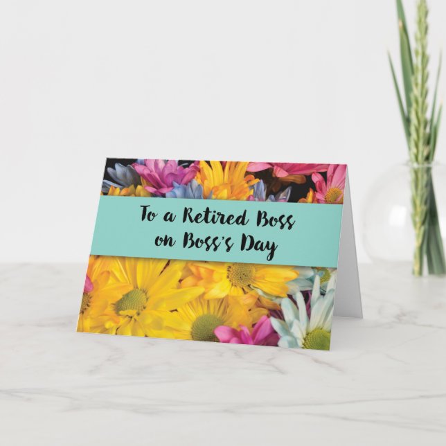 Retired Boss on Boss’s Day Thanks Gerbera Daisies Thank You Card (Front)