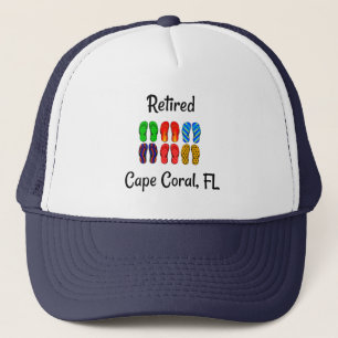 Retired, Cape Coral, FL flip-flops design, Trucker Hat