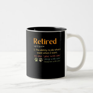 Retired cat lovers gifts funny retirement 2022 Two-Tone coffee mug