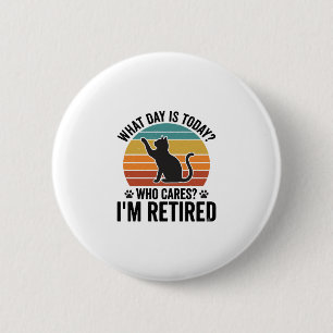 Retired Cat Vintage Sunset Funny Quote T-Shirt Des 6 Cm Round Badge