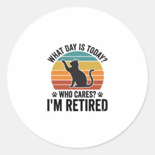 Retired Cat Vintage Sunset Funny Quote T-Shirt Des Classic Round Sticker