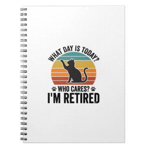 Retired Cat Vintage Sunset Funny Quote T-Shirt Des Notebook