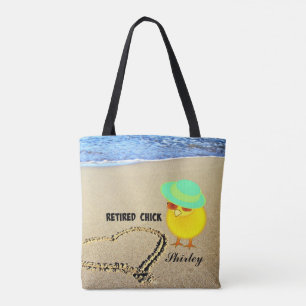 Retired Chick at the Beach, Customisable Tote Bag