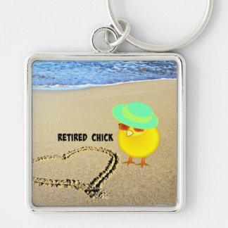 Retired Chick at the Beach Key Ring
