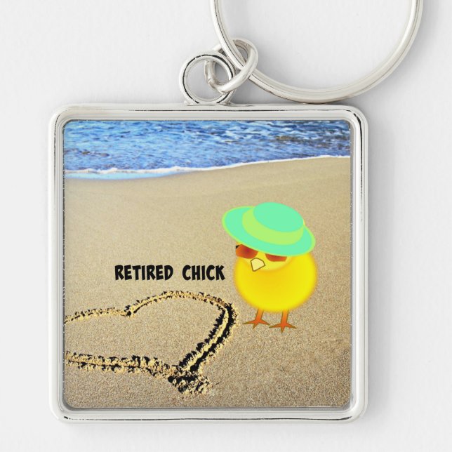 Retired Chick at the Beach Key Ring (Front)