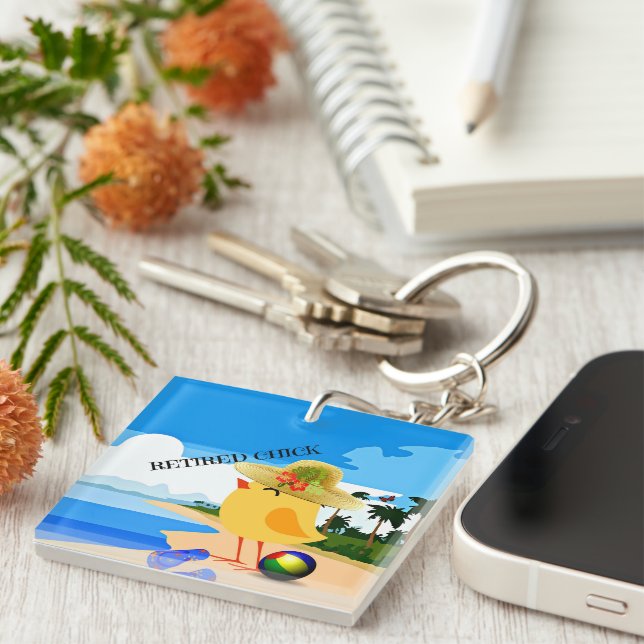 Retired Chick at the Beach Key Ring (Front Right)