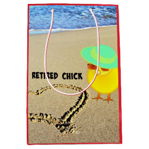 Retired Chick at the Beach Medium Gift Bag