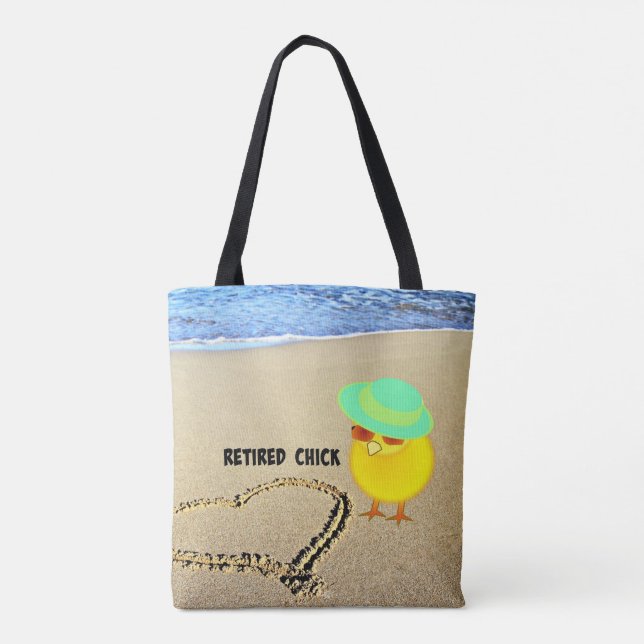 Retired Chick at the Beach Tote Bag (Back)