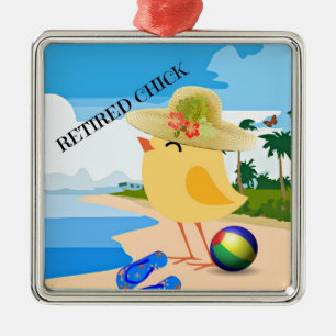 RETIRED CHICK: Chick at the Beach Metal Tree Decoration