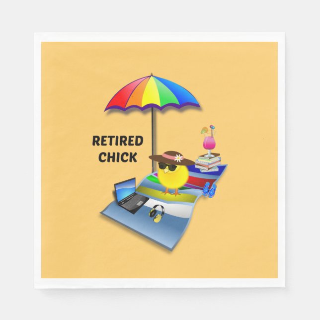 Retired Chick, colourful and cute, Napkin (Front)