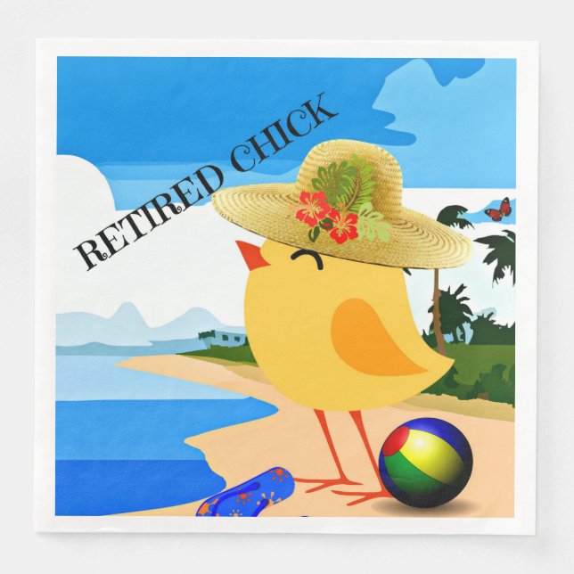 Retired Chick, colourful design Napkin (Front)