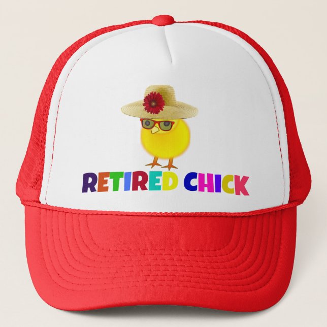 Retired Chick, colourful design Trucker Hat (Front)