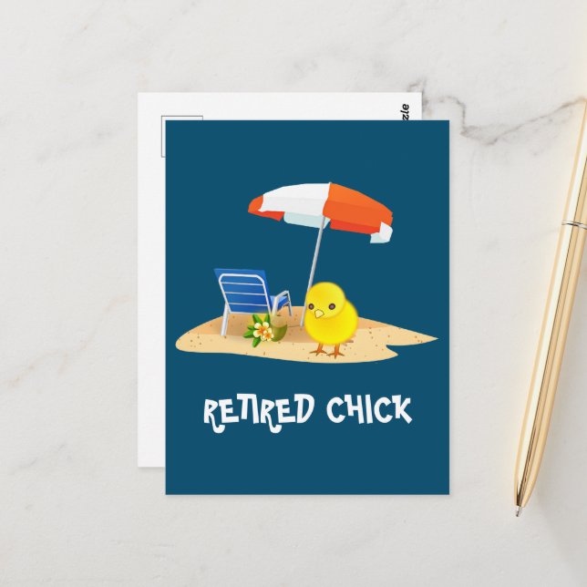 Retired Chick, oh so cute, Postcard (Front/Back In Situ)