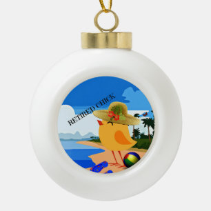 Retired Chick on the Beach Ceramic Ball Christmas Ornament
