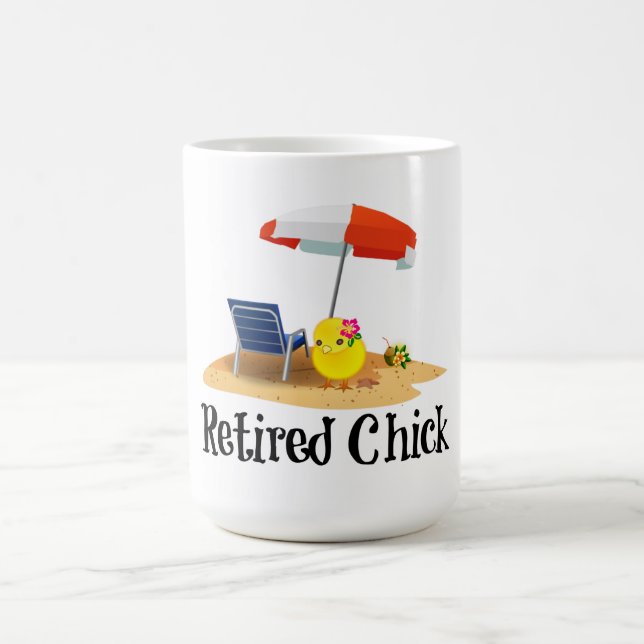 Retired Chick on the Beach Coffee Mug (Center)