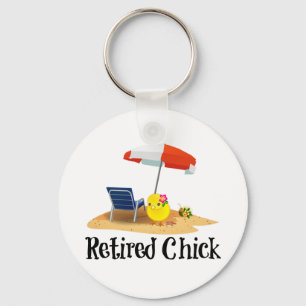 Retired Chick on the Beach Key Ring