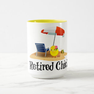 Retired Chick on the Beach Mug